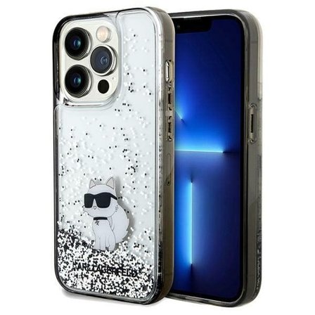 Karl Lagerfeld Liquid Glitter Choupette-etui til iPhone 14 Pro - gjennomsiktig