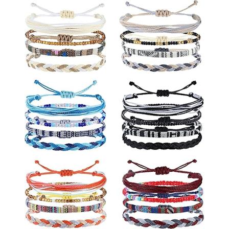 24 stk Boho Surfer Armbånd Ankelkjede Justerbare Perleankelkjeder Håndlagde Flettede Armbånd Fargerike Ankelkjede Sommerstreng