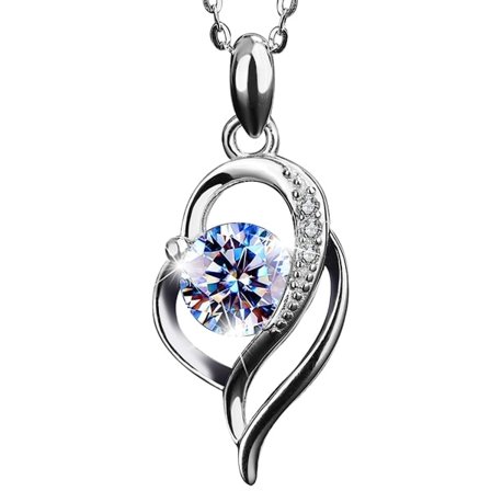 IC Moissanitt Sterling Sølv Halskjede med Valnøtt Smykkeskrin Gave til Kvinne Kone Kjæreste Datter Gave til Fødselsdag