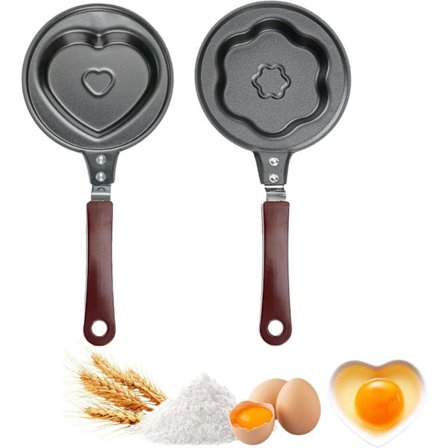 2-delt non-stick æggepande med håndtag pandekagepande med håndtag anti-brænd design til morgenmad omelet pandekager bøf Love Plum