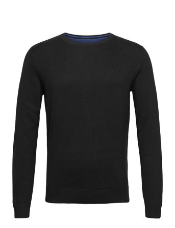 Basic Crew N Strikkegenser M. Rund Krage Svart Tom Tailor