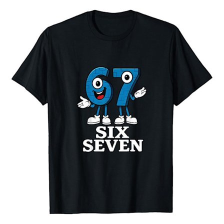 Six Seven Grafisk T-skjorte | Løs passform trykt kortarmet T-skjorte*L*911-BK-Svart 12