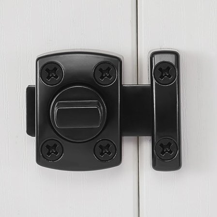 IC 2-pakning Roterende Boltlås Spærre Grindlås Sikkerhetsdør Slå, Dørlås for Kjæledyr, Skap Møbler, Bad, Vinduer, Antikk (Svart_2 Pakk)