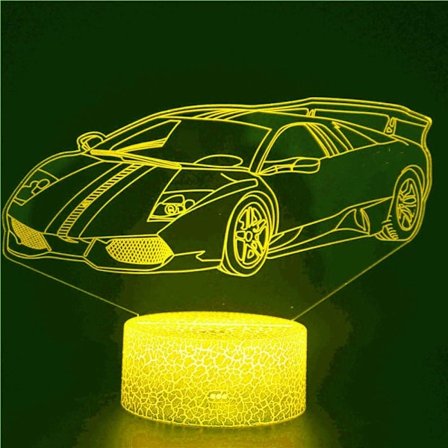 3D Racingbil nattlys bordsklampe optisk illusjon lamper 7 fargeendrende lys LED bordlampe Jul Hjem Kjærlighet Bursdag Barn Barn Dekor Gave