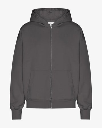 Organic Oversized Zip Hood - Lava Grey