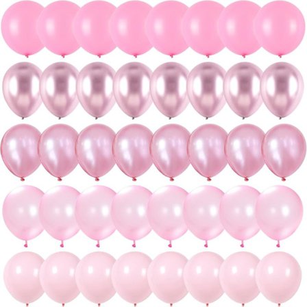 Rosa Ballonger Set, 60-pack 12 Tum Metallic Krom Rosa Pärlrosa Makronrosa Ljusrosa Olika Nyanser Ballonger