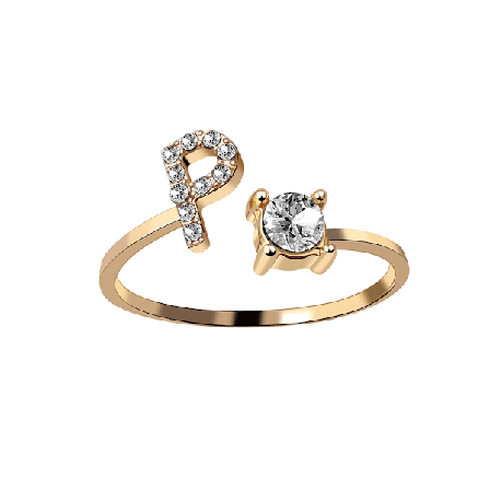 Utsökt Mode 26 Engelska Alfabetet Stil Ring Bokstav Mode Kopparring