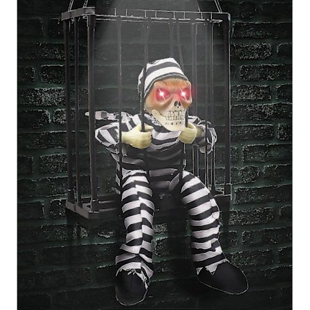 2025 Huutavat Animoidut Halloween-koristeet, Halloween-koriste rekvisiitta liiketunnistimella, pelottava pääkallohäkki vanki kummitustalon sisustus