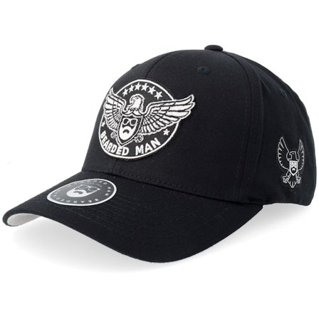 Bearded Man - Black flexfit Czapka Z Daszkiem - Eagle Logo Wooly Combed Black Flexfit @ Hatstore