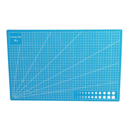Självläkande PVC Skärmatta A3 Rutnät för Papper Läder Tyg Blå