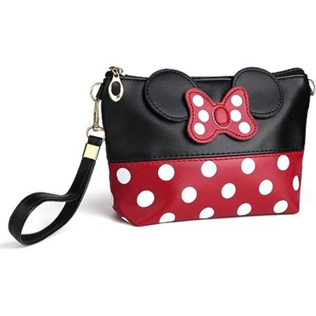 Søt Sminkepung - Lær Reise Sminkeveske med Glidelås - Søte Vesker til Håndveske (Svart)