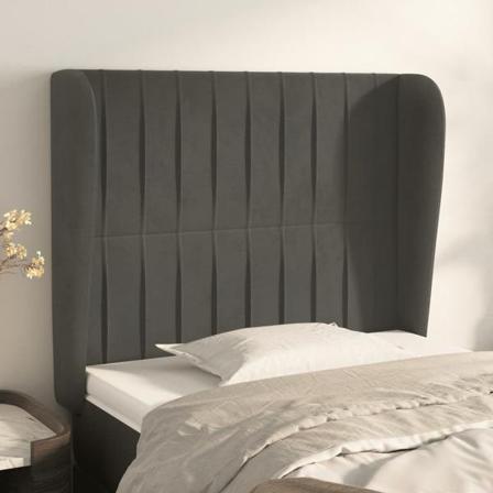 Vidaxl Huvudgavel Med Kanter Mörkgrå 93x23x118/128 Cm Sammet Grå