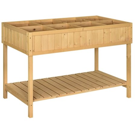 Rootz upphöjd sängplanter med hyllan - Garden Planter - Spruce Planter Box - Irrigation Inlets - 110L X 46W X 76H CM