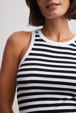 NA-KD Basic Striped Ribbed Tank - Sommer toppe - Stribet - XXS