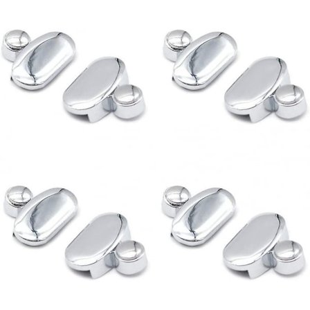 8 stk. spejlbeslag i glas til badeværelse med glasclips, zinklegering, krom F