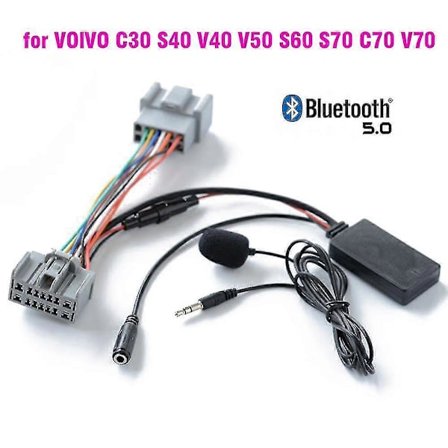 Bil Bluetooth 5.0 Trådløs Telefonopkald Håndfri Aux Input Adapter til Volvo C30 S40 V40 V50 S60 S70 C70 V70 Xc70 S80 Xc90 med Mikrofon{AZC}