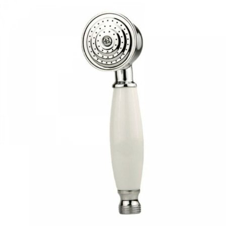 Komplet brusehoved til badeværelse, antikalk brusehoved med hvidt keramisk håndtag, sølvfarvet brusehoved