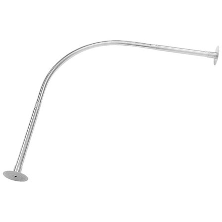 Kaareva suihkuverhotanko, säädettävä pituus, kylpyhuonetarvike, hopea, 95,00 x 95,00 x 2,50 cm, seinään asennettava, 1 kpl [CO]