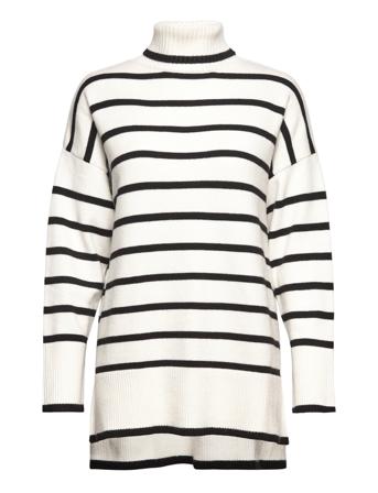 Bella Knit Blouse Høyhalset Pologenser Hvit A-View