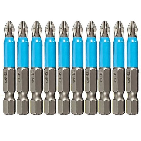 10 stk. Sklisikre Elektriske PH2 Phillips Krysskjeft Skrutrekkerbits Håndverktøy