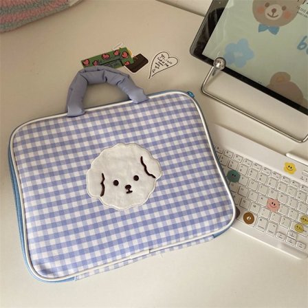 Datorväska innerficka skyddande skal fashion 13-14 tum handväska laptopväska fashion portfölj blå rutig