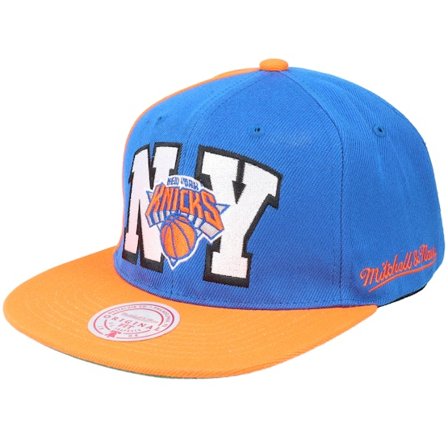 Mitchell & Ness - NBA Blå snapback Keps - New York Knicks Rear Script Deadstock Nba Royal Orange Snapback @ Hatstore