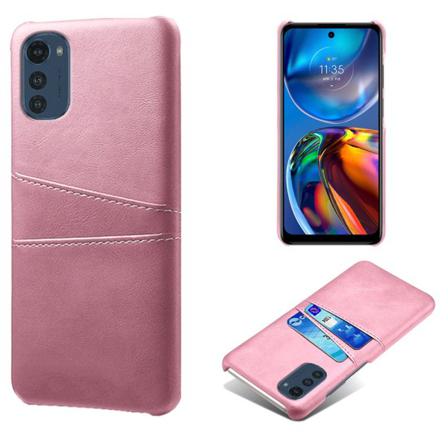 Motorola Moto E32 Pu-läder Korthållare Skal - Roséguld Rosa Guld