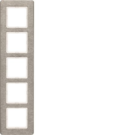 Hager 10156083 Dekkramme for Berker Q.7, rustfritt stål 5 rom, Strømbrytere & vegguttak