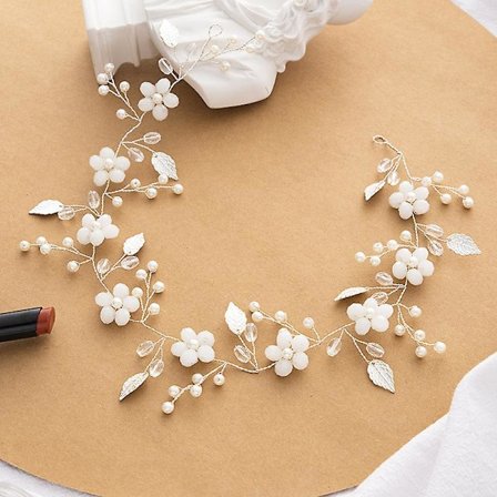 Dww-Hand-woven vit blomma choker, blomma halsband, bröllop tiara bröllop smycken