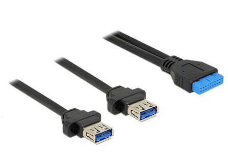 Delock USB-kabel - 19-pins USB 3.0-plugg til USB-type A - 80 cm
