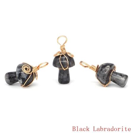 Manuell trådlindad svamp Naturlig ädelstenskristall Lämplig för att göra Reiki Healing Stone Hänge Halsband Charm Tillbehör Black Labradorite 10pc