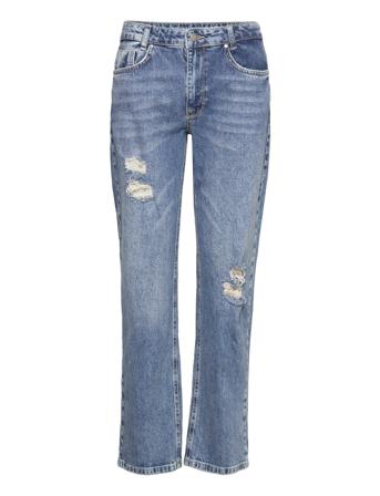 Tusamw 140 High Straight Y Boyfriend Jeans Blå My Essential Wardrobe