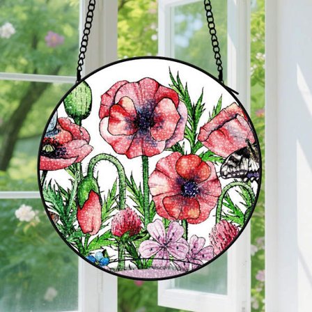 Valmue & sommerfugl Vinduesophæng Ornament - Vinduesophæng Ornament til nye par, til hjem og have