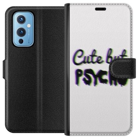 Kompatibel Tegnebogsetui til OnePlus 9 Rainbow-farvet legetøjsfigur med et glad ansigt og farverige cirkler i en legesyg studieillustration