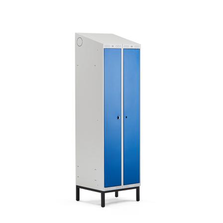 Doppelspind CLASSIC COMBO mit Beingestell, 2 Türen, 2100 x 600 x 550 mm, blau