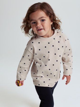 Polarn O. Pyret Långärmad t-shirt prickig - 122 - barnkläder - beige