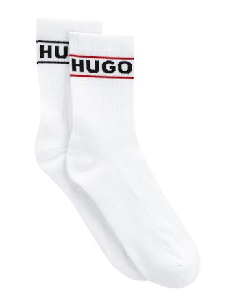 2P Qs Rib Logo Cc W Lingerie Socks Regular Socks Hvit HUGO*Betinget Tilbud