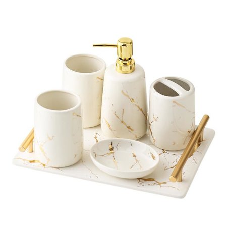 Badeværelsessæt i 5 dele - Hvid