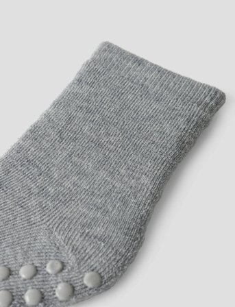 name it Nmfwaksi Wo/Bl Terry Sock W/Non Skid - Grey - 19-21