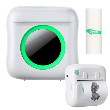 Mini tulostin Bluetooth 200 dpi tarratulostin rullalla - Valkoinen