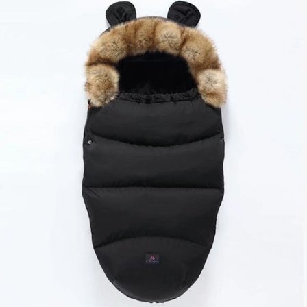 Baby sovepose for barnevogn, barnevogn fotpose, varm vinter KLB