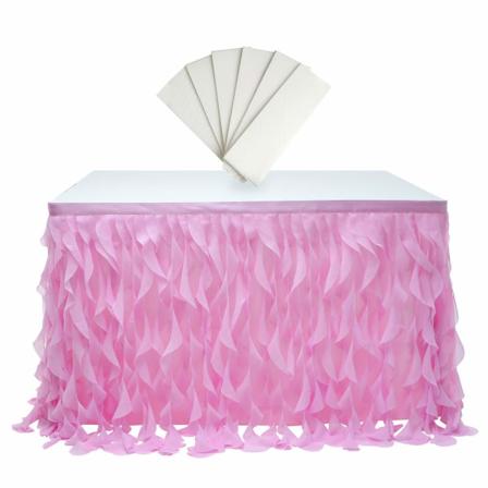 Ripustettava tylli pöytähame Tutu pöytävaatteet syntymäpäivä hääjuhliin, sänkykoriste pinkki 77 H x L 275 cm