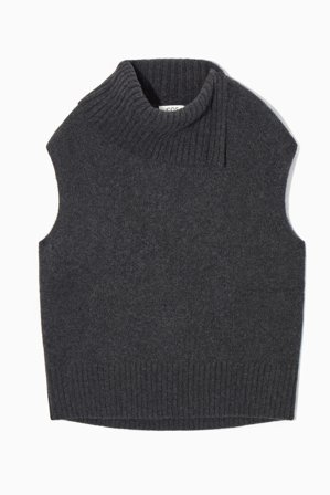 COS Women's High Neck Cashmere Vest in Grey