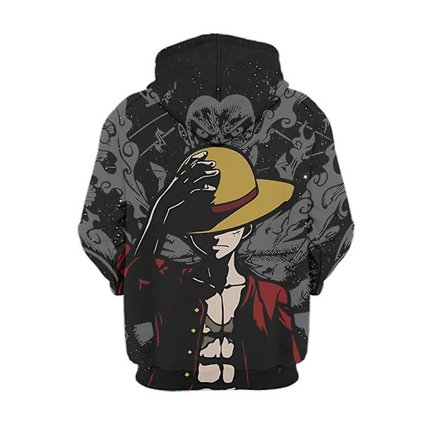 One Piece Anime Hoodies til Voksne Casual Luffy Trykte Sweatshirts Topper Langærmet Hættetrøje Trøje Gave