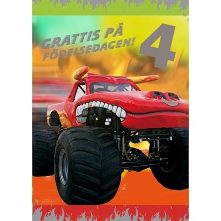 Single Child Card 4 vuotta, Monster car - Spades