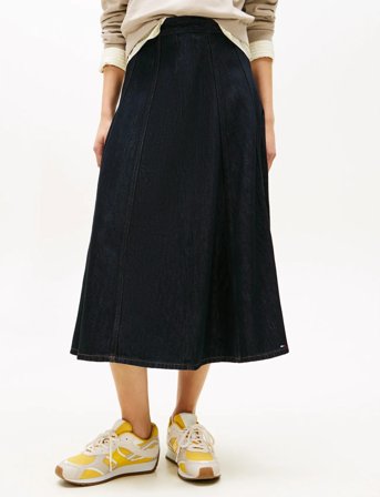 Tommy Hilfiger Dnm Pure Flared Midi Skirt Hw - Navy - 34