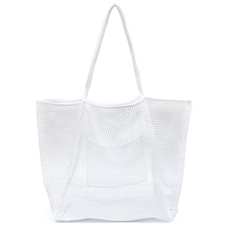 Mesh Beach Tote Bag Skulder Håndvesker HVIT