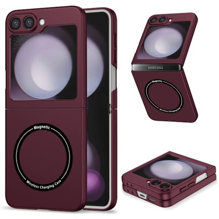 Samsung Galaxy Z Flip 6 telefondeksel, fallsikkert sammenleggbart deksel, burgunder