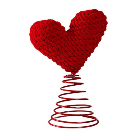 Hjerteformet trætop med rebound-effekt, bomuld og metal, julepynt