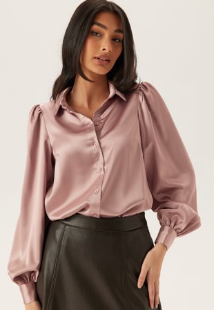 BUBBLEROOM-Puff Sleeve Satin Shirt-36